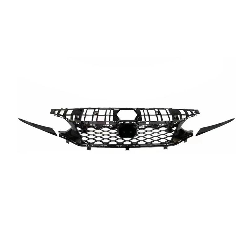 Front Kühlergrille Frontgrill Renngrill Mesh-Gitter Oberer Stoßfänger Verkleidung Der Motorhaubenabdeckung Für Typ R-Stil Nur Für Civic 11th Hatchback 2022 2023 2024(Without Sensor Hole) von Wjwftcmk