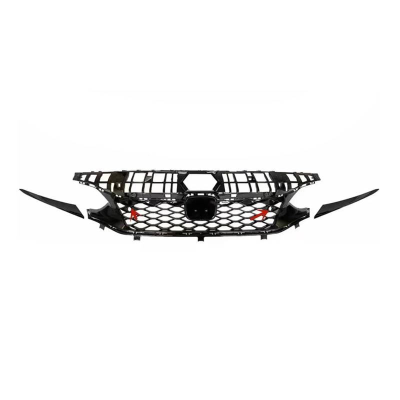 Front Kühlergrille Frontgrill Renngrill Mesh-Gitter Oberer Stoßfänger Verkleidung Der Motorhaubenabdeckung Für Typ R-Stil Nur Für Civic 11th Hatchback 2022 2023 2024(with Sensor Hole) von Wjwftcmk