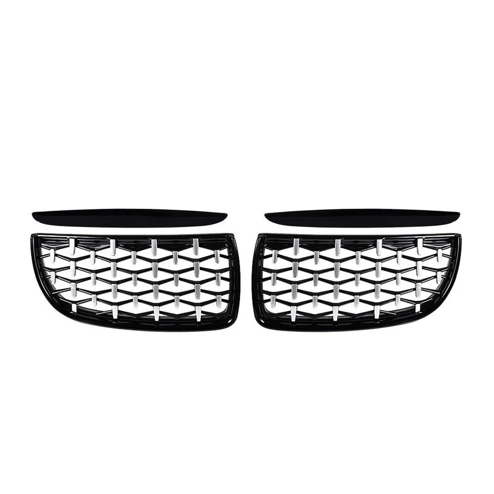 Front Kühlergrille Für 3er E90 E91 2005–2008 Mattschwarz Doppellinienstil Obere Gitter Diamanten-Stil Doppellatte Renngitter(Diamond-Chrome Black) von Wjwftcmk