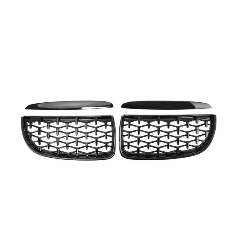 Front Kühlergrille Für 3er E90 E91 2005–2008 Mattschwarz Doppellinienstil Obere Gitter Diamanten-Stil Doppellatte Renngitter(Diamond-Glossy Black) von Wjwftcmk