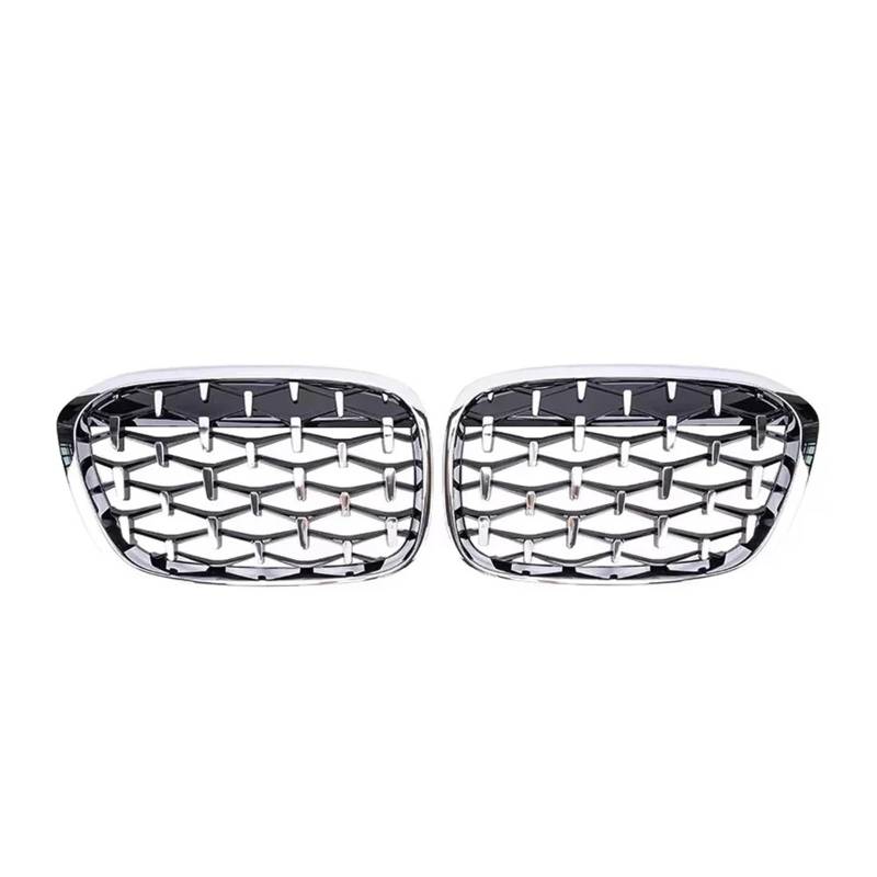 Front Kühlergrille Für X1 F48 F49 2016-2019 Doppellinien-Front-Renngitter Chrom-Diamanten-Stil Oberes Grillzubehör(Diamond-Silver) von Wjwftcmk
