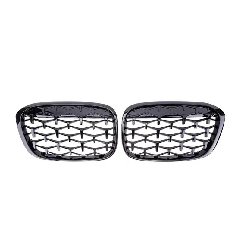 Front Kühlergrille Glänzend Schwarze Diamanten-Stil Frontstoßstangen-Nierengitter Für X1 F48 F49 2016–2019 Obere Renngitter(Diamond-Glossy Black) von Wjwftcmk