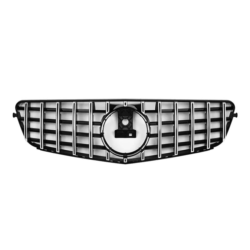 Front Kühlergrille Schwarz Glänzend Für GTR Style Frontgrill Für Benz C-Klasse W204 2008–2014 C180 C200 C350 Chrom-Silber Raute-Kühlergrill(Style F) von Wjwftcmk