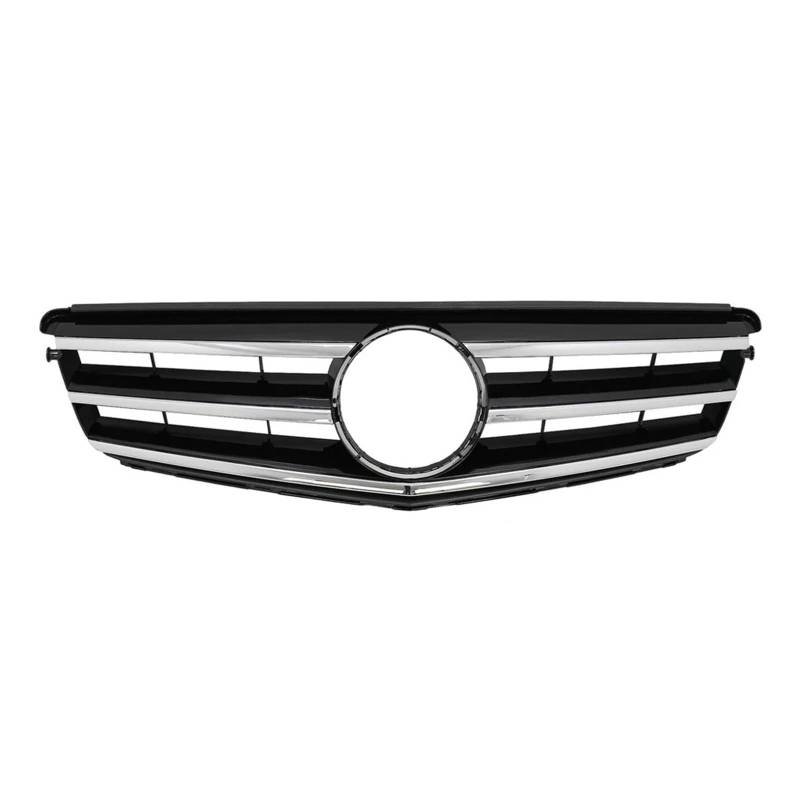 Front Kühlergrille Schwarz Glänzend Für GTR Style Frontgrill Für Benz C-Klasse W204 2008–2014 C180 C200 C350 Chrom-Silber Raute-Kühlergrill(Style I) von Wjwftcmk