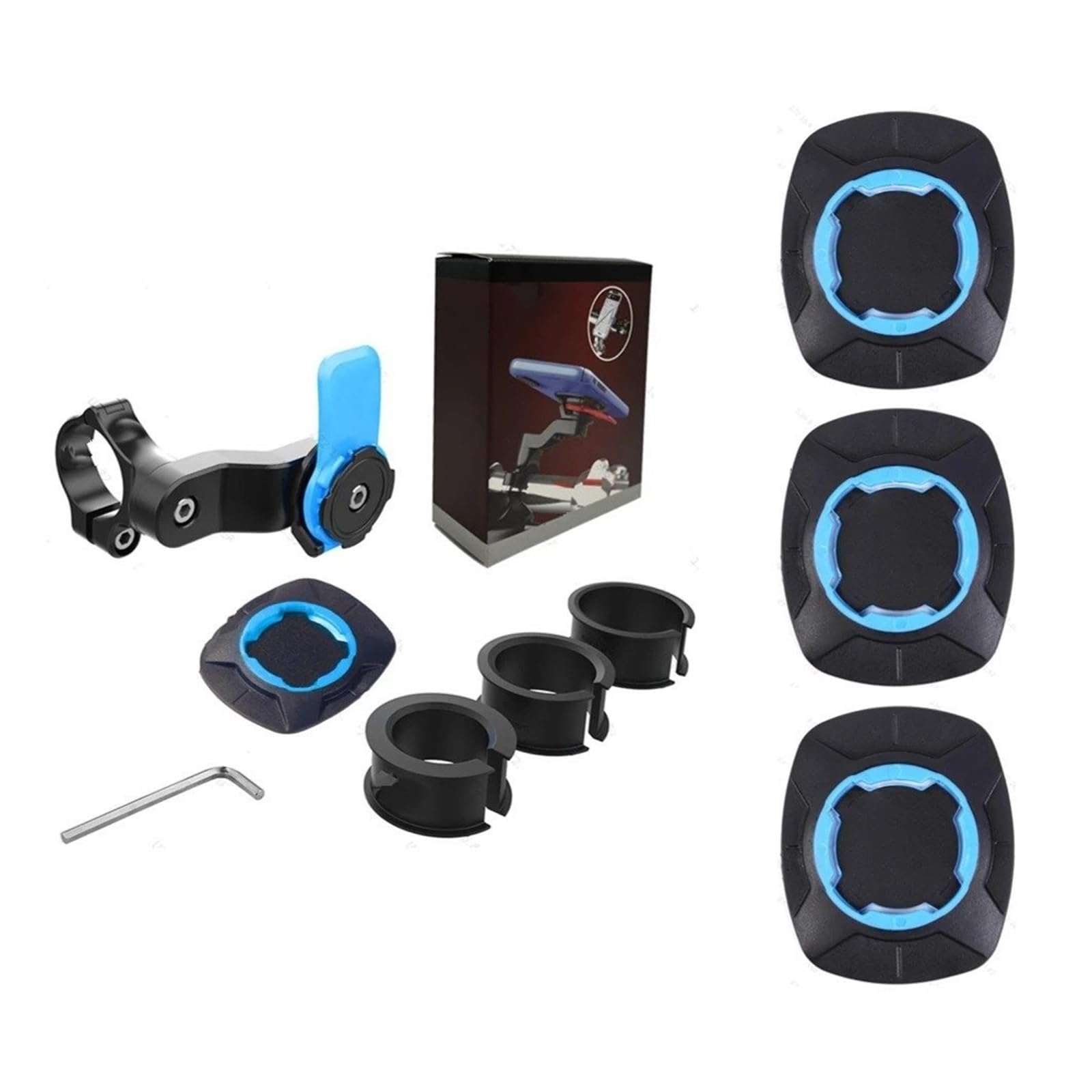 360 ° Drehbarer Fahrradhalter Navigationsunterstützung Sicherheitshalterung Quad Lock Telefonhalter Motorrad Fahrradtelefonhalter Ständer Handyhalterung Motorrad(Blue Set C) von Wnfmjqe