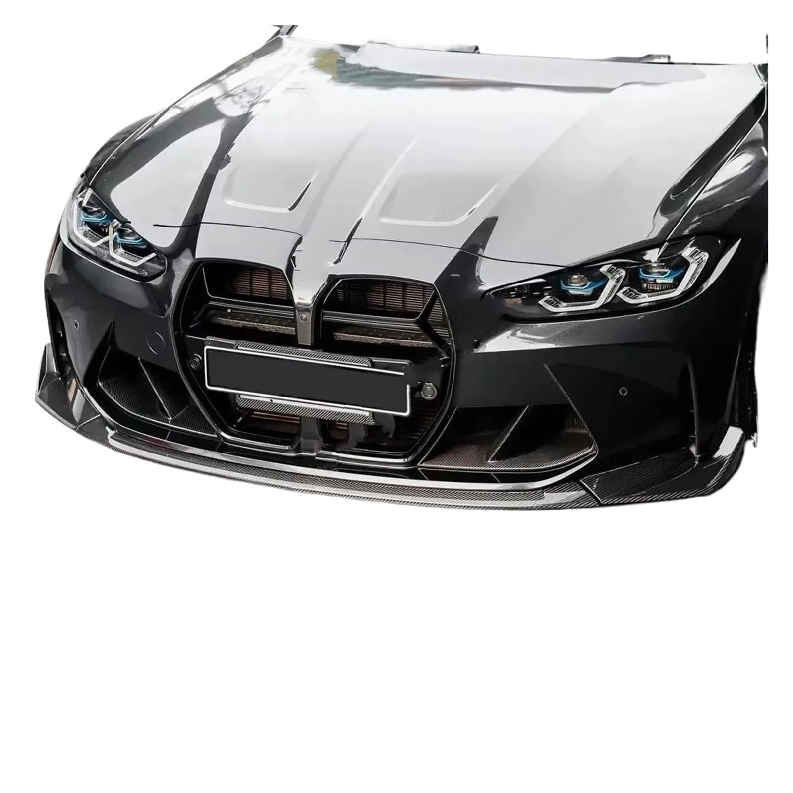Stoßstange vorne Frontstoßstange Lip Diffusor Spoiler Splitter ABS Glanz Schwarz Bodykit Tuning Für CS Stil Für M3 G80 Für M4 G82 G83 2021 2022 2023 2024 Autoteile Frontspoiler(Carbon Look) von Wnfmjqe