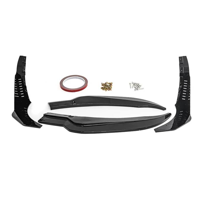 Stoßstange vorne Für Corvette C7 Z06 2014 2015 2016 2017 2018 2019 Frontlippe Splitter + Seitenflügel Schwarz Glänzend/Kohlefaser Schwarz Autozubehör Autoteile Frontspoiler(Gloss Black) von Wnfmjqe