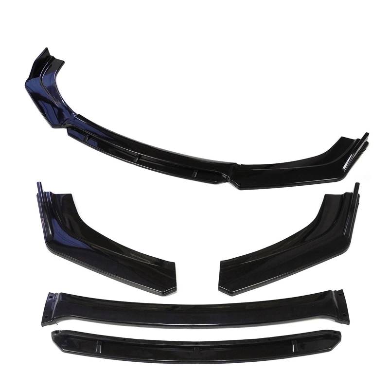 Stoßstange vorne Spoiler Splitter Diffusor 4 STÜCKE Rot Weiß Carbon Fiber Canard Splitter ABS Kunststoff Universal Auto Front Stoßstange Lip Body Kit Autoteile Frontspoiler(All Black) von Wnfmjqe