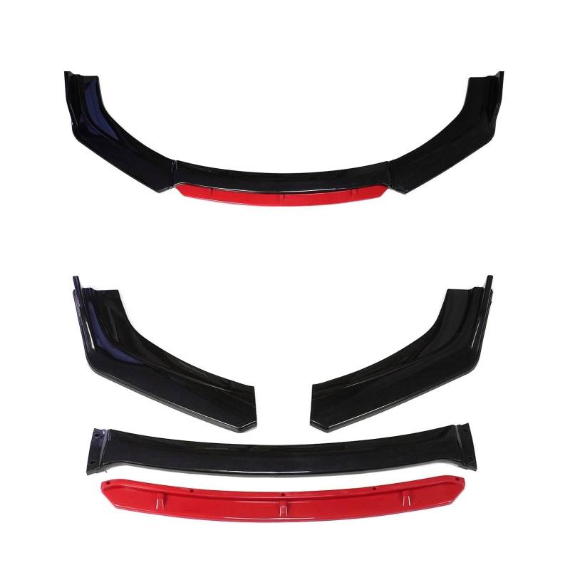 Stoßstange vorne Spoiler Splitter Diffusor 4 STÜCKE Rot Weiß Carbon Fiber Canard Splitter ABS Kunststoff Universal Auto Front Stoßstange Lip Body Kit Autoteile Frontspoiler(Red Black) von Wnfmjqe