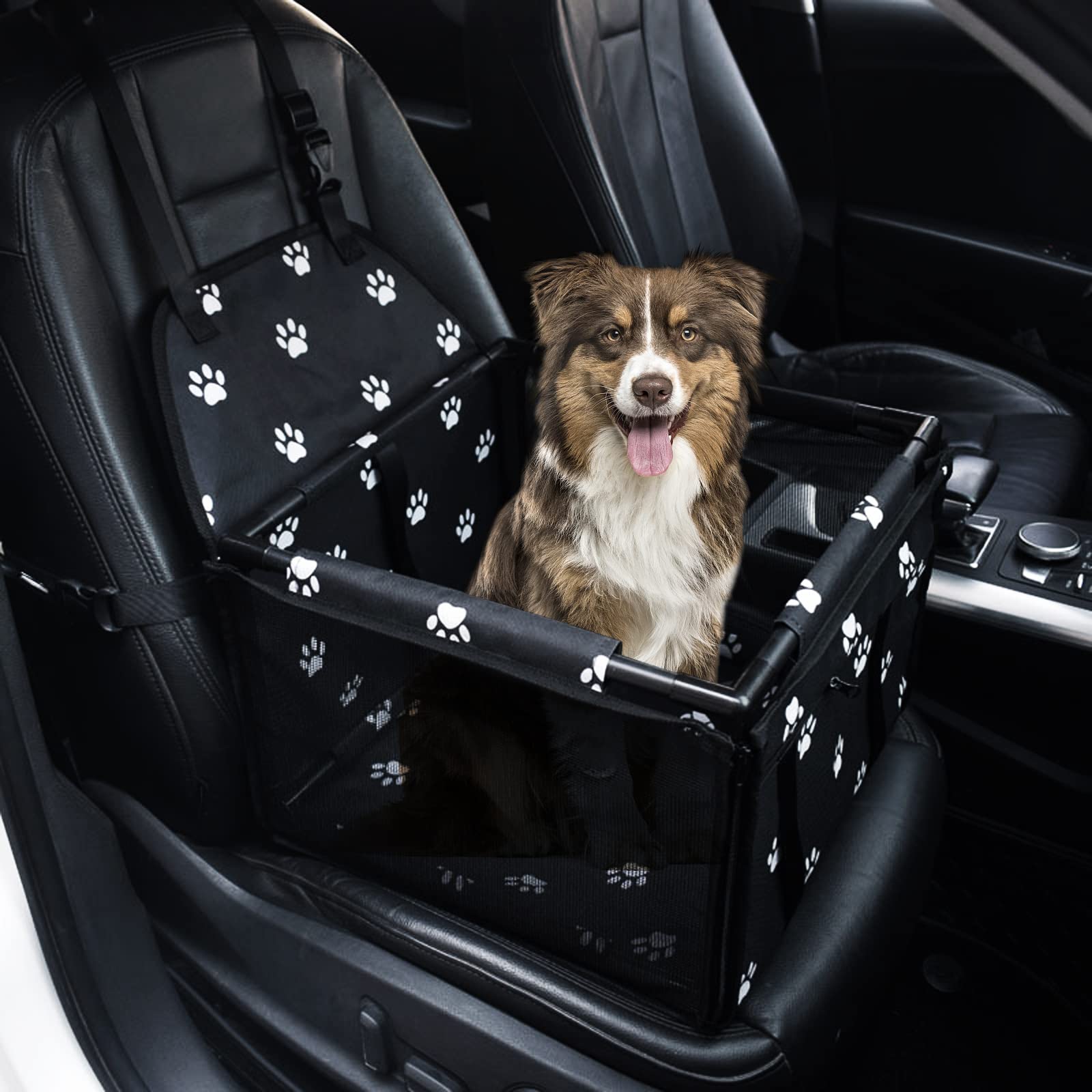 Extra Stabiler Hunde Autositz mit Sicherheitsgurt Auto Hundesitz für kleine bis mittlere Hunde Wasserdichter Hundeautositz für Rück- und Vordersitz von Wodondog
