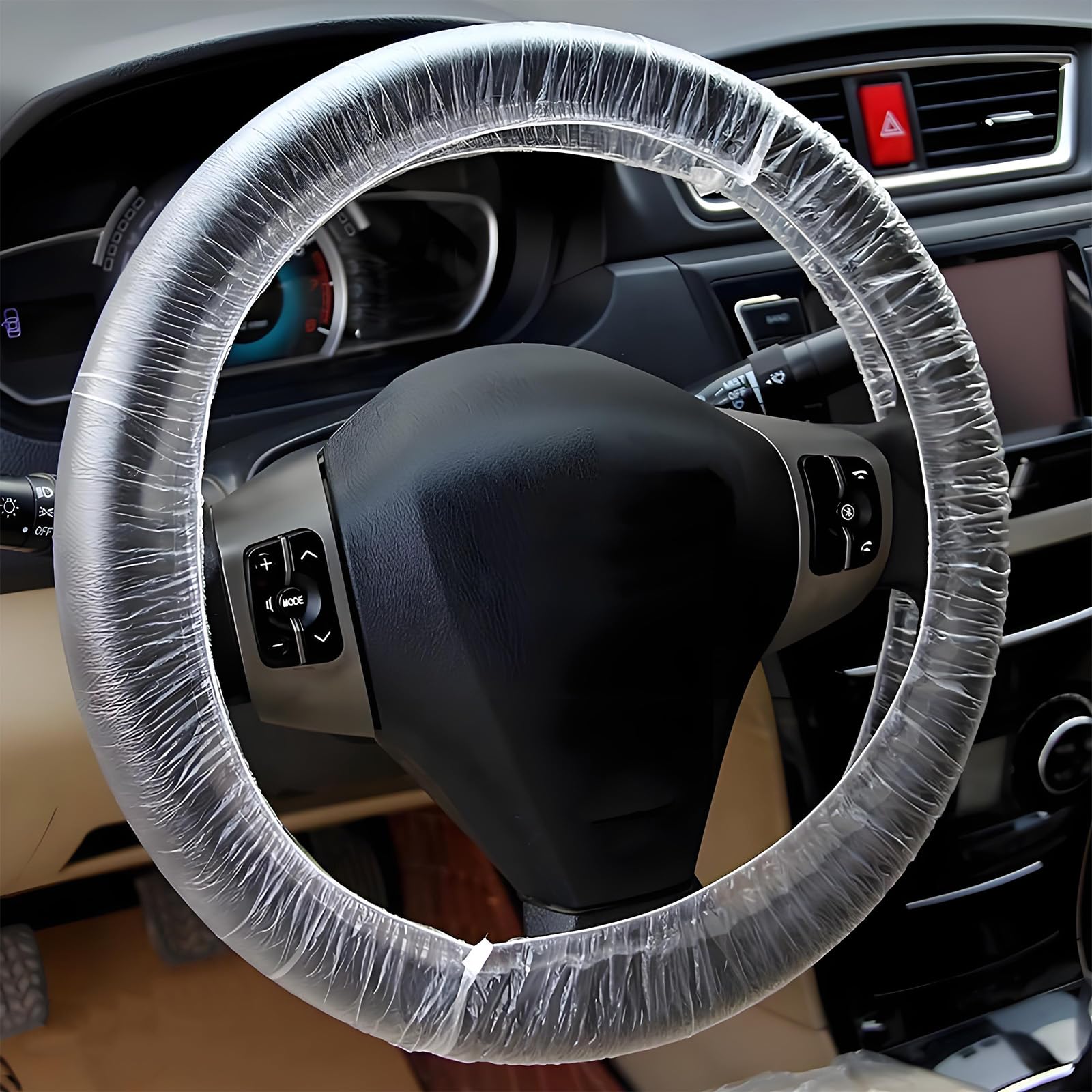 Wogomz 100 Stück Einweg-Lenkradabdeckung, Kunststoff, transparent, Auto-Lenkradabdeckungen mit elastischen Zierleisten, Universal-Lenkradschutz, Innen-Autozubehör Wogomz 100 Stück Einweg-Lenkradabdeckung, Kunststoff, transparent, Auto-Lenkradabdeckungen mit elastischen Zierleisten, Universal-Lenkradschutz, Innen-Autozubehör von Wogomz