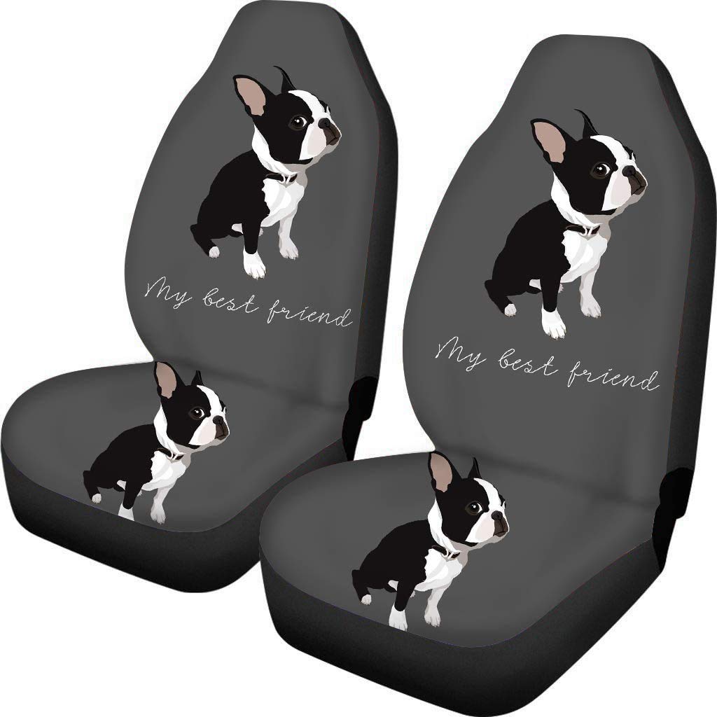 Woisttop Autositzbezüge, Motiv: Boston Terrier, Motiv: "My Best Friend", universell passend für die meisten Autos, LKWs, Lieferwagen, SUVs von Woisttop