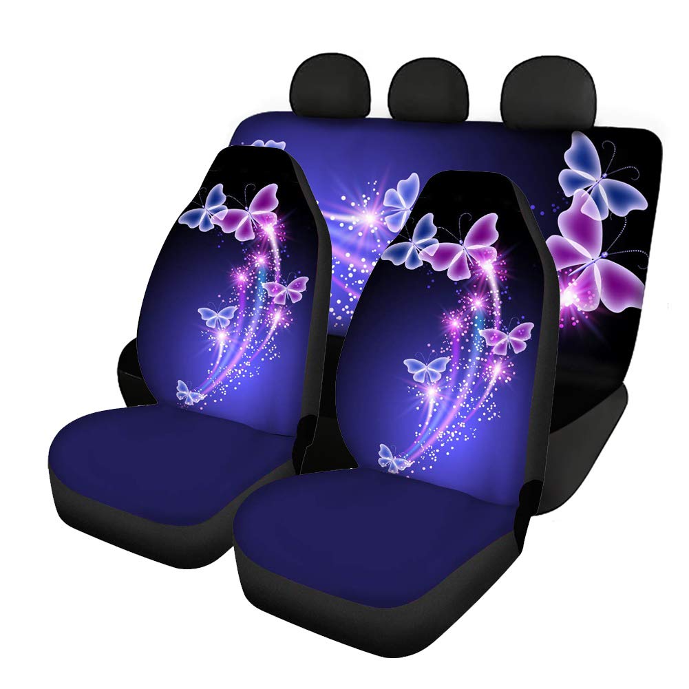 Woisttop Autositzbezüge mit Schmetterlings-Aufdruck, Zubehör für Vorder- und Rücksitz, 4-teiliges Set, universelle Passform von Woisttop