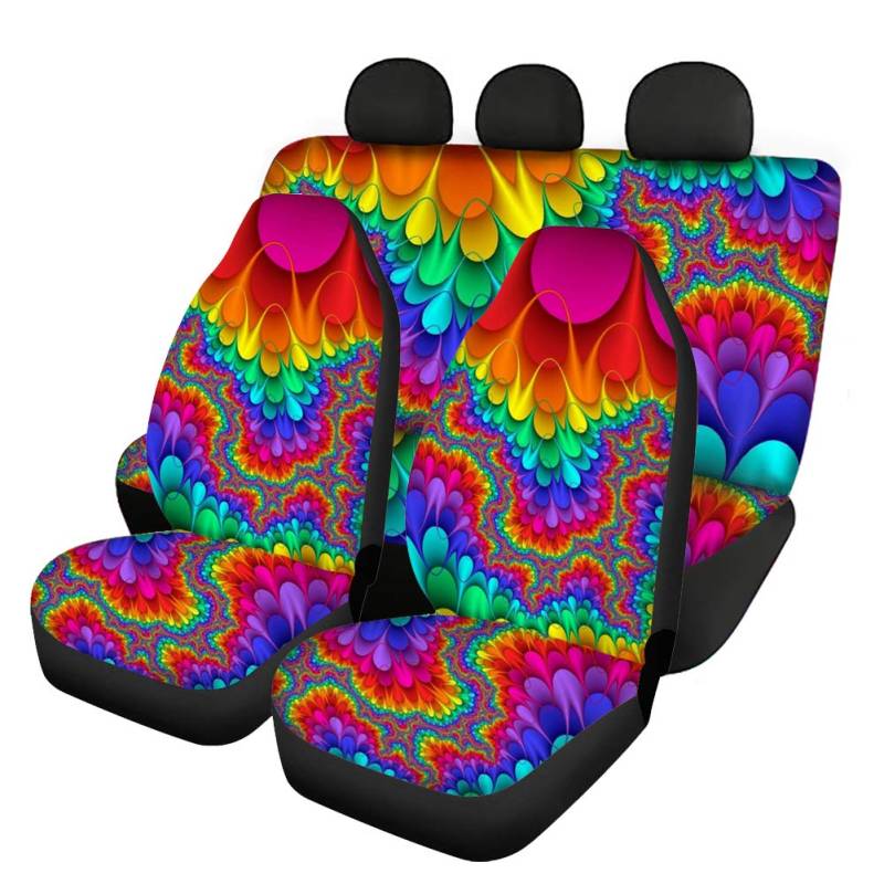 Woisttop Colorful African Pattern Automotive Seat Cover Accessories Front and Rear Seat Protectors 4pc Set Universal Fit von Woisttop