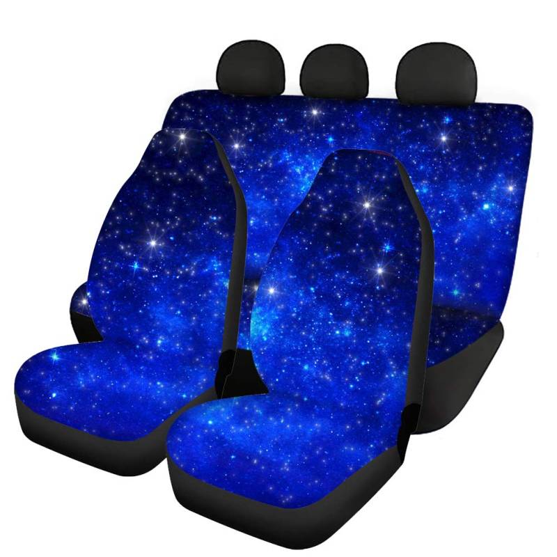 Woisttop Galaxy Starry Auto-Sitzbezug; Zubehör beinhaltet 2 Vordersitzbezüge + 1 Rücksitzbezug + 1 Rücksitzbankbezug für die untere Sitzbank, universelle Passform. von Woisttop