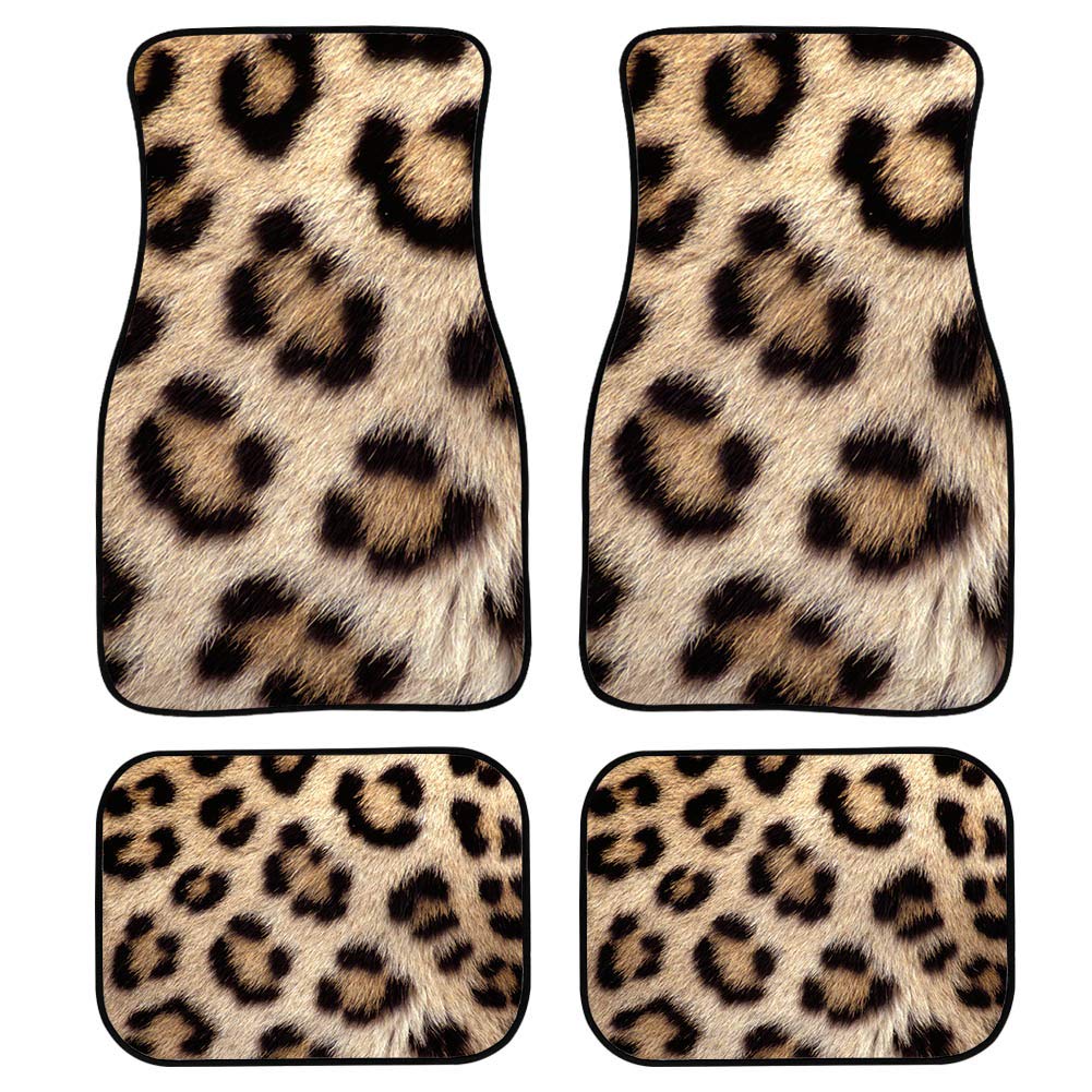 Automatten 4-teilig Auto Matten Set Leopard Print Auto Fußmatten Auto Vorne  Hinten Fußmatten Universal : : Automotive