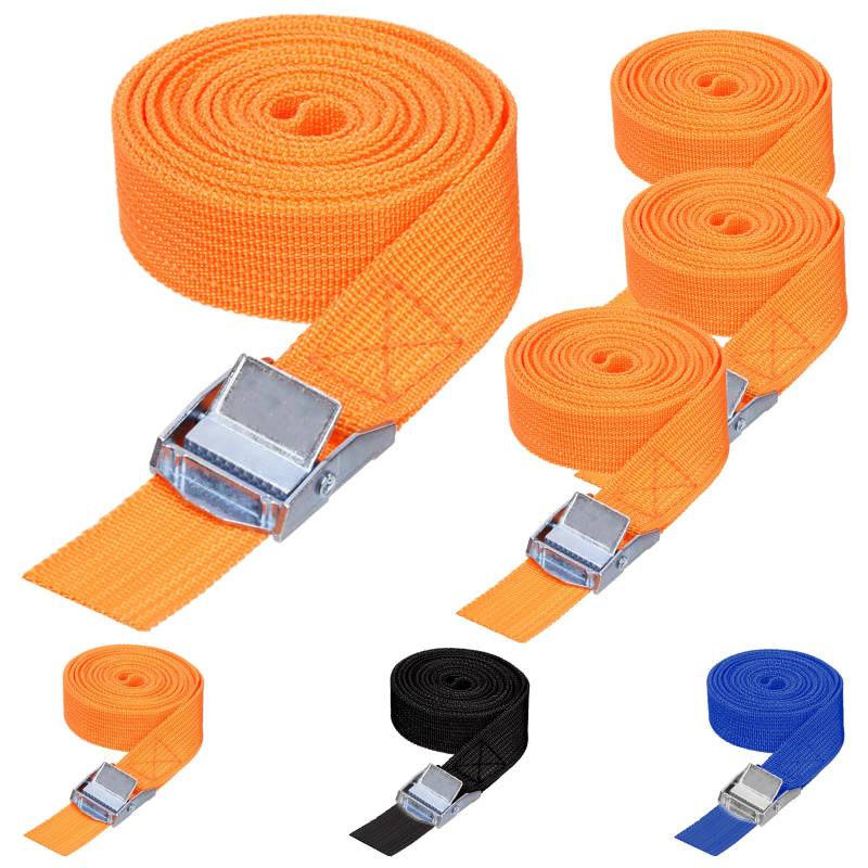 Wokape 4-Pack Zurrgurte, Down Straps Cam Buckle Straps Heavy Duty Secure Straps (Orange) von Wokape