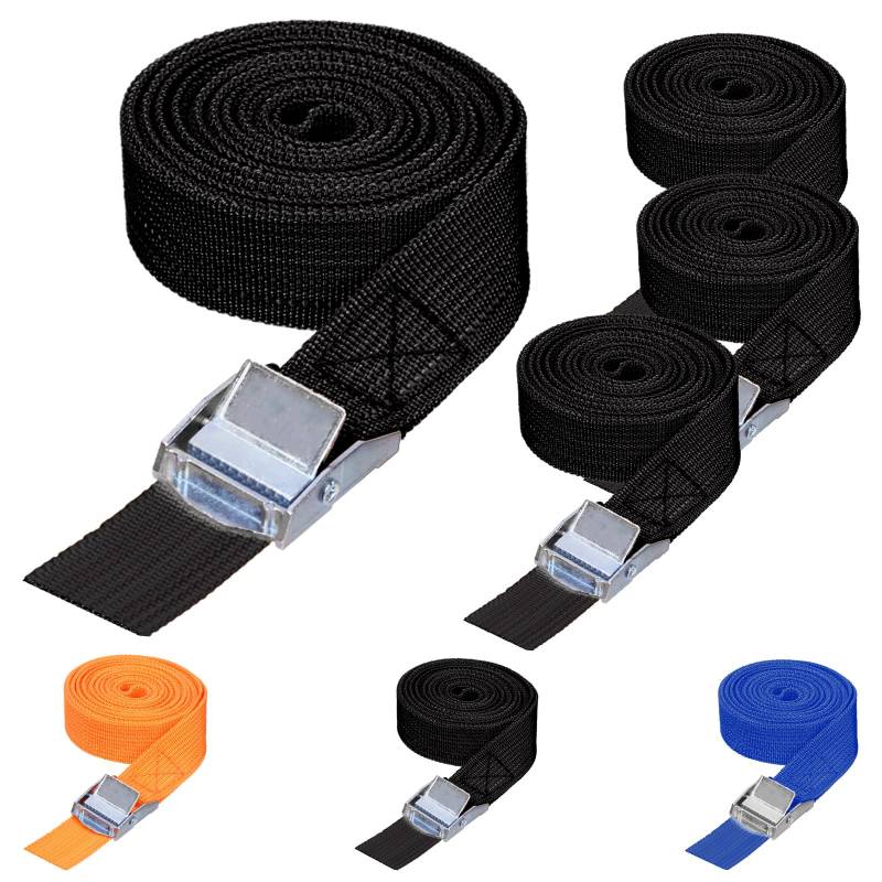 Wokape 4-Pack Zurrgurte, Down Straps Cam Buckle Straps Heavy Duty Secure Straps (Schwarz) von Wokape
