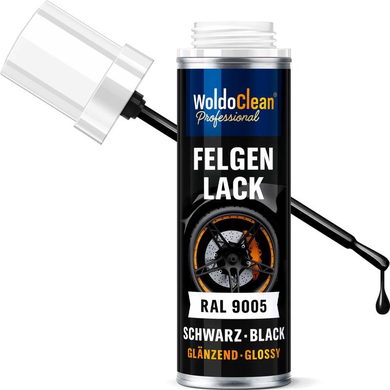 WoldoClean Felgen Lackstift schwarz zum Entfernen von Kratzer - 12ml schnelltrocknender & glänzender 1K-Acryllack von WoldoClean