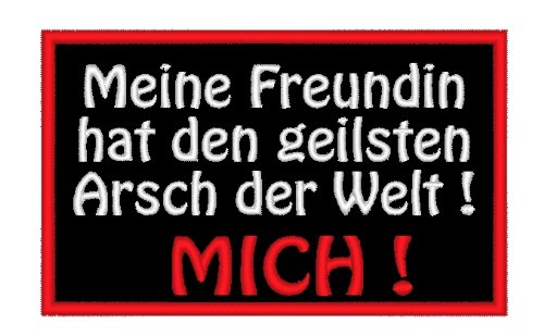 Aufnäher Meine Freundin hat den geilsten Arsch 10 x 6cm von Wolfszeit