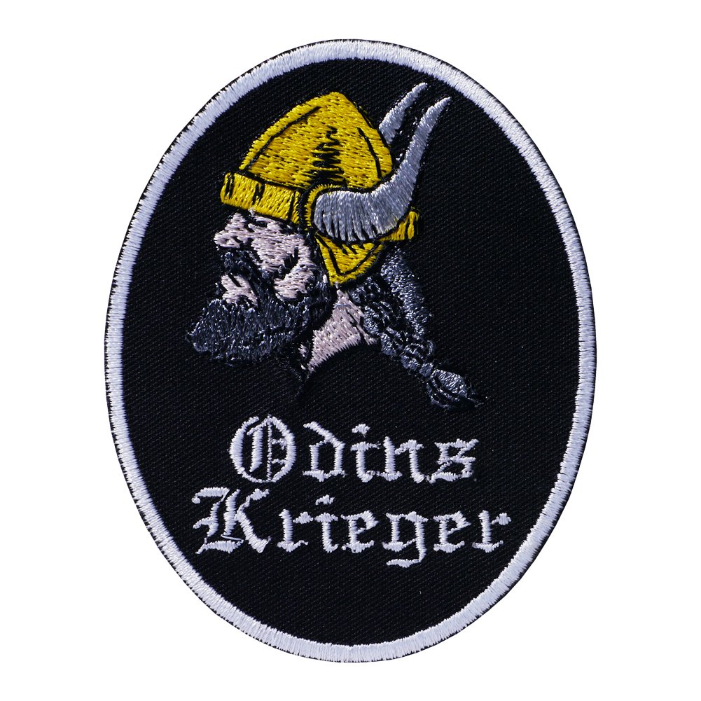 Aufnäher Odins Krieger - Wikinger mit Helm (Oval 10x8cm) von Wolfszeit