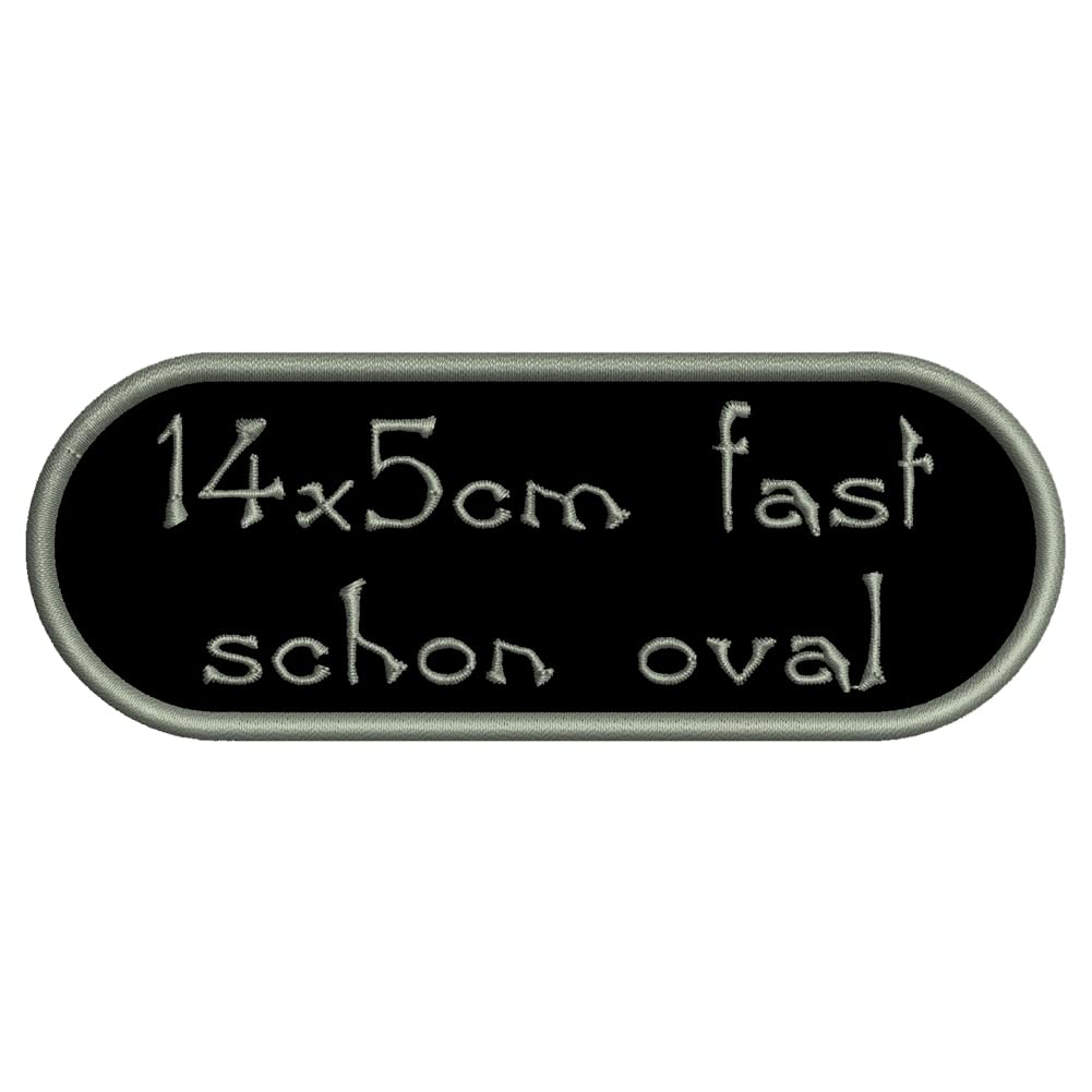 Rechteckiger Aufnäher Rec3 mit stark abgerundeten Ecken - für Deinen Wunschtext - viele Farben und Größen zur Auswahl - 14x5cm - personalisiert von Wolfszeit