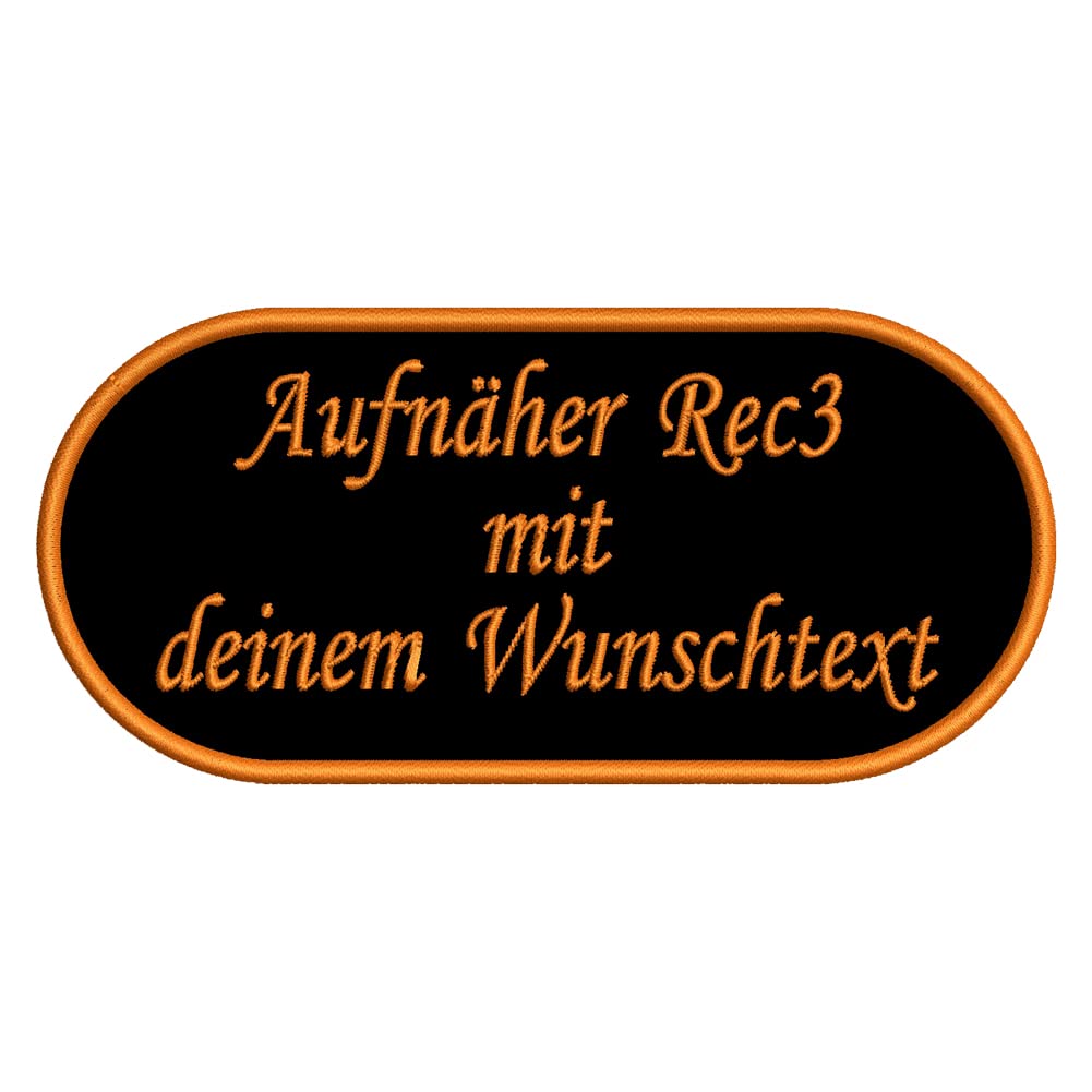 Rechteckiger Aufnäher Rec3 mit stark abgerundeten Ecken - für Deinen Wunschtext - viele Farben und Größen zur Auswahl - 15x7cm - personalisiert Rechteckiger Aufnäher Rec3 mit stark abgerundeten Ecken - für Deinen Wunschtext - viele Farben und Größen zur Auswahl - 15x7cm - personalisiert von Wolfszeit