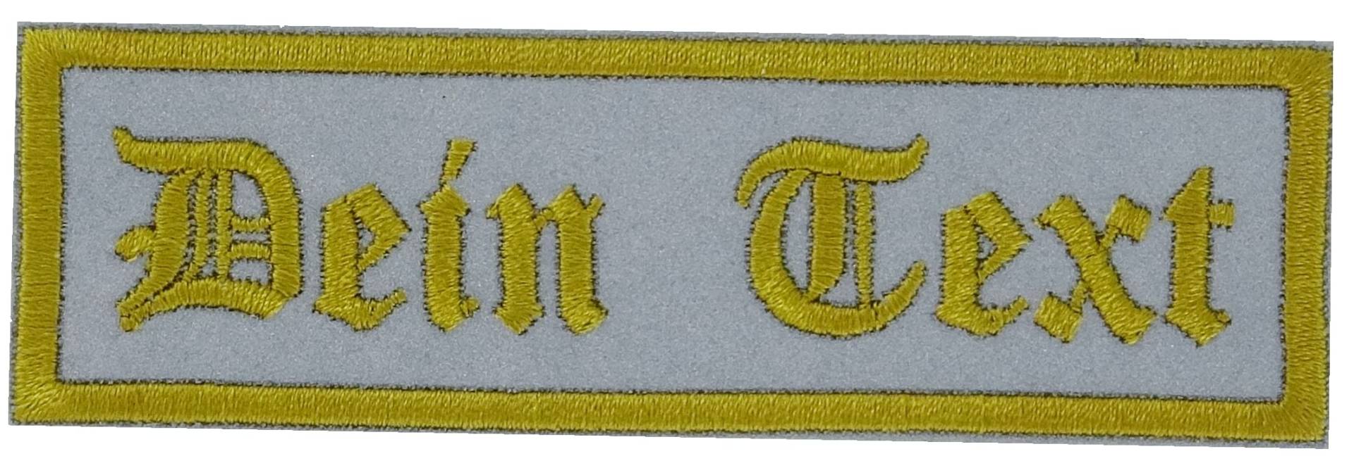 Reflektierender rechteckiger Aufnäher Rec1 mit Reflektorstoff - für Deinen Wunschtext - viele Farben und Größen zur Auswahl - 10x3cm Reflektierender rechteckiger Aufnäher Rec1 mit Reflektorstoff - für Deinen Wunschtext - viele Farben und Größen zur Auswahl - 10x3cm von Wolfszeit