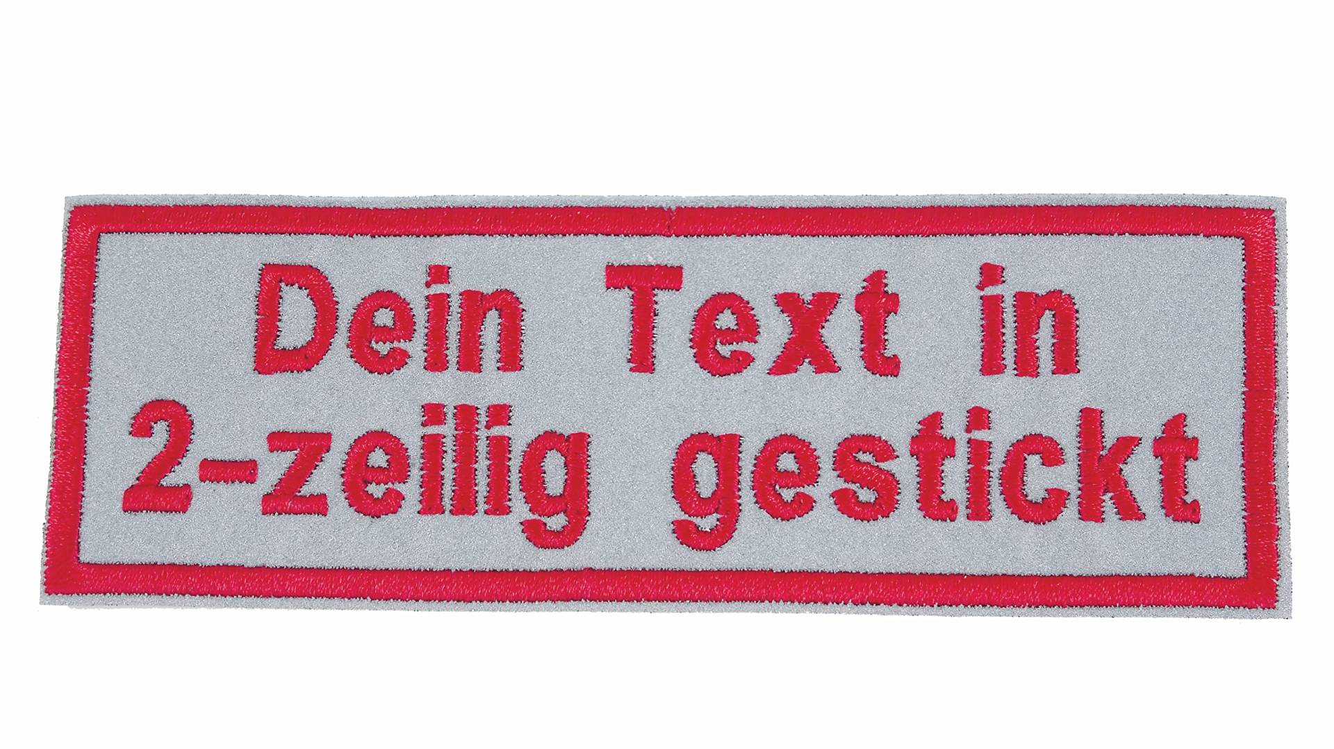 Reflektierender rechteckiger Aufnäher Rec1 mit Reflektorstoff - für Deinen Wunschtext - viele Farben und Größen zur Auswahl - 12x4cm Reflektierender rechteckiger Aufnäher Rec1 mit Reflektorstoff - für Deinen Wunschtext - viele Farben und Größen zur Auswahl - 12x4cm von Wolfszeit