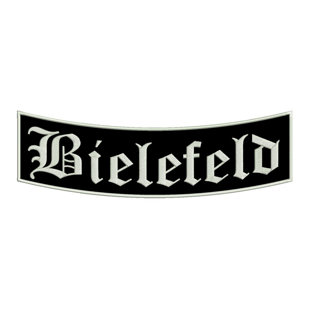 Wolfszeit Aufnäher Bielefeld - EIN unterer Bogen B1 mit ca.35x11cm - Stadtname - Städtepatch Wolfszeit Aufnäher Bielefeld - EIN unterer Bogen B1 mit ca.35x11cm - Stadtname - Städtepatch von Wolfszeit