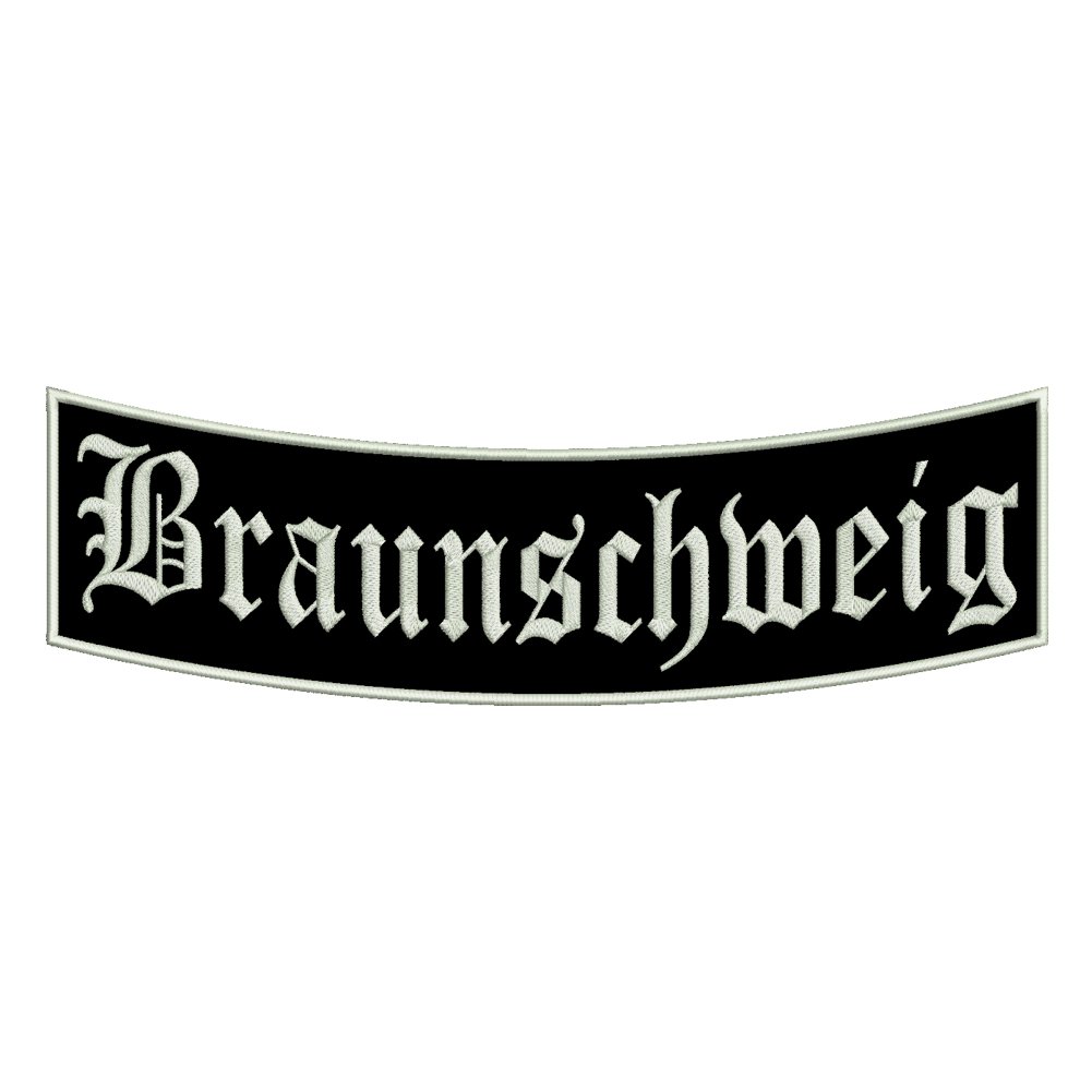 Wolfszeit Aufnäher Braunschweig - EIN unterer Bogen B1 mit ca.35x11cm - Stadtname - Städtepatch von Wolfszeit