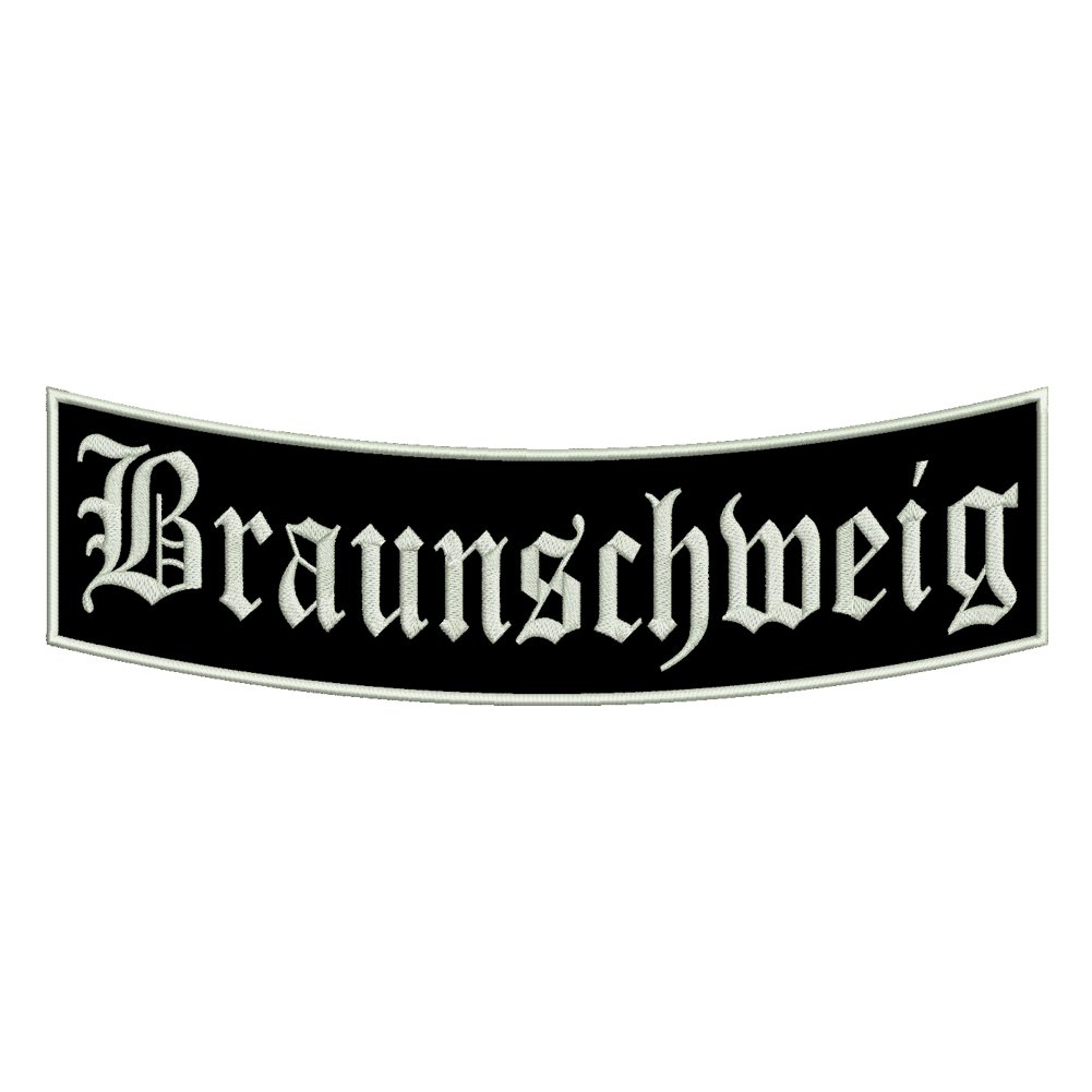 Wolfszeit Aufnäher Braunschweig - EIN unterer Bogen B1 mit ca.35x11cm - Stadtname - Städtepatch Wolfszeit Aufnäher Braunschweig - EIN unterer Bogen B1 mit ca.35x11cm - Stadtname - Städtepatch von Wolfszeit