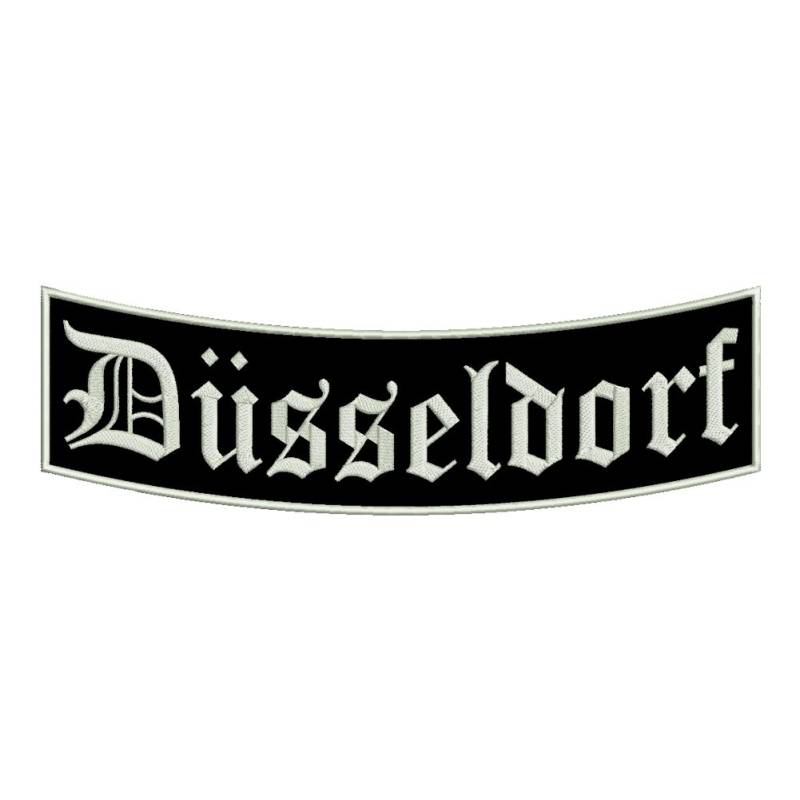 Wolfszeit Aufnäher Düsseldorf - EIN unterer Bogen B1 mit ca.35x11cm - Stadtname - Städtepatch von Wolfszeit