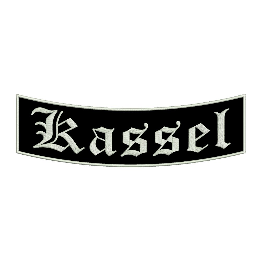 Wolfszeit Aufnäher Kassel - EIN unterer Bogen B1 mit ca.35x11cm - Stadtname - Städtepatch Wolfszeit Aufnäher Kassel - EIN unterer Bogen B1 mit ca.35x11cm - Stadtname - Städtepatch von Wolfszeit