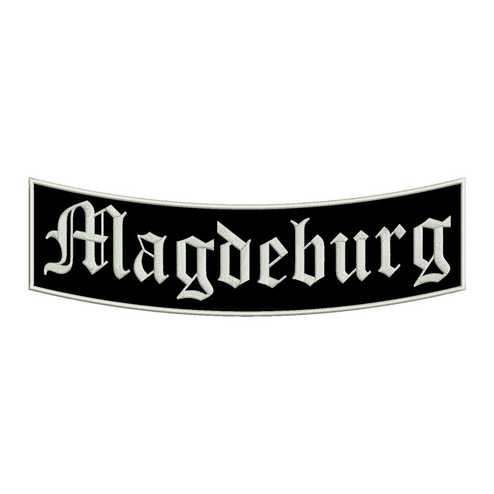 Wolfszeit Aufnäher Magdeburg - EIN unterer Bogen B1 mit ca.35x11cm - Stadtname - Städtepatch Wolfszeit Aufnäher Magdeburg - EIN unterer Bogen B1 mit ca.35x11cm - Stadtname - Städtepatch von Wolfszeit