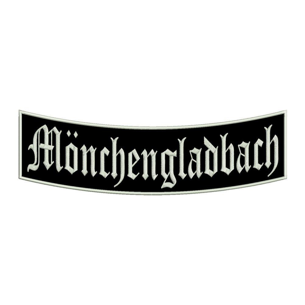Wolfszeit Aufnäher Mönchengladbach - EIN unterer Bogen B1 mit ca. 35x11cm - Stadtname - Städtepatch von Wolfszeit