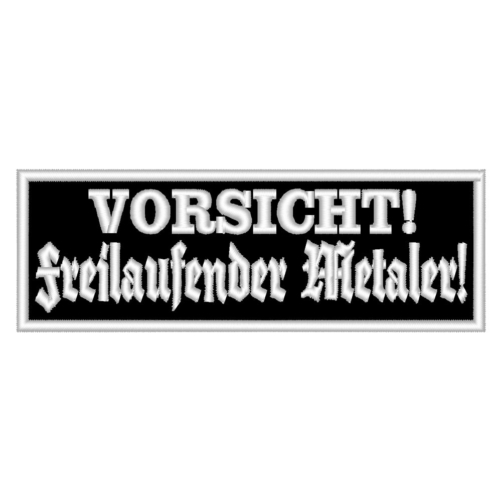 Wolfszeit Spruchaufnäher Vorsicht! - Freilaufender Metaler! - EIN rechteckiger Patch mit ca. 12x4cm Wolfszeit Spruchaufnäher Vorsicht! - Freilaufender Metaler! - EIN rechteckiger Patch mit ca. 12x4cm von Wolfszeit