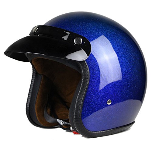 Woljay 3/4 Offener Sturzhelm, Helmet Motorrad-Helm Jet-Helm Scooter-Helm Vespa-Helm Halbhelme Motorrad Helm Flat Blau (L) von Woljay