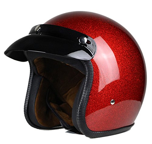 Woljay 3/4 Offener Sturzhelm, Helmet Motorrad-Helm Jet-Helm Scooter-Helm Vespa-Helm Halbhelme Motorrad Helm Flat Rot (L) von Woljay