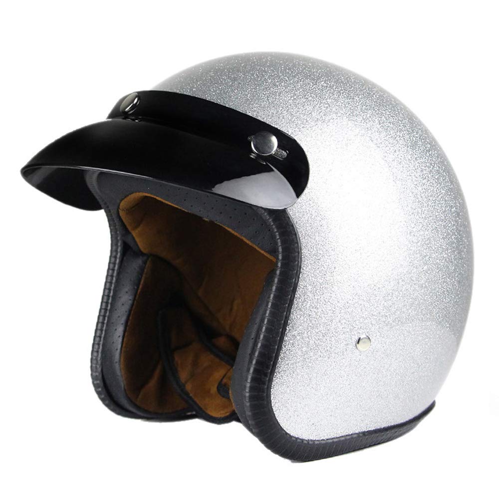 Woljay 3/4 Offener Sturzhelm, Helmet Motorrad-Helm Jet-Helm Scooter-Helm Vespa-Helm Halbhelme Motorrad Helm Flat Silber (S) von Woljay