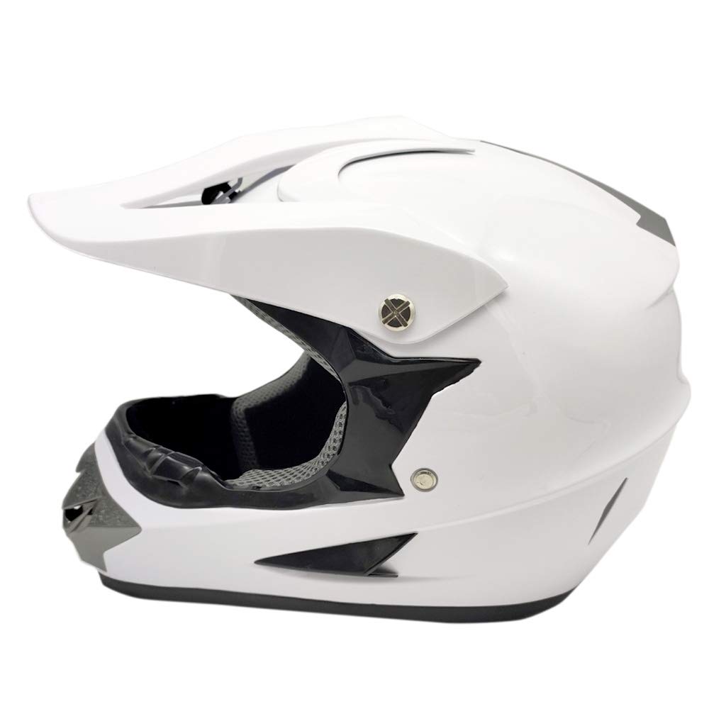 Woljay Cross Motoradhelme Motocross Helm ATV BMX Erwachsene (M, Glas weiß) von Woljay