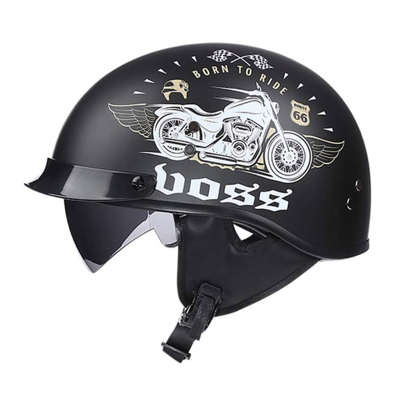 Woljay Halbhelme Motorrad Helm Halbschale Helm mit Built-in Visier mit Built-in Visier (L, 66) von Woljay