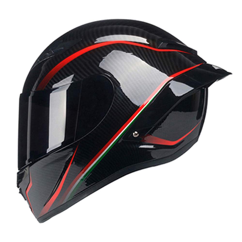 Woljay Integralhelm Helm Motorradhelm Motocross Offroad Moto Street Helme Fahrrad Helme (M, Kohlefaser Rot u Schwarz Glanz) von Woljay