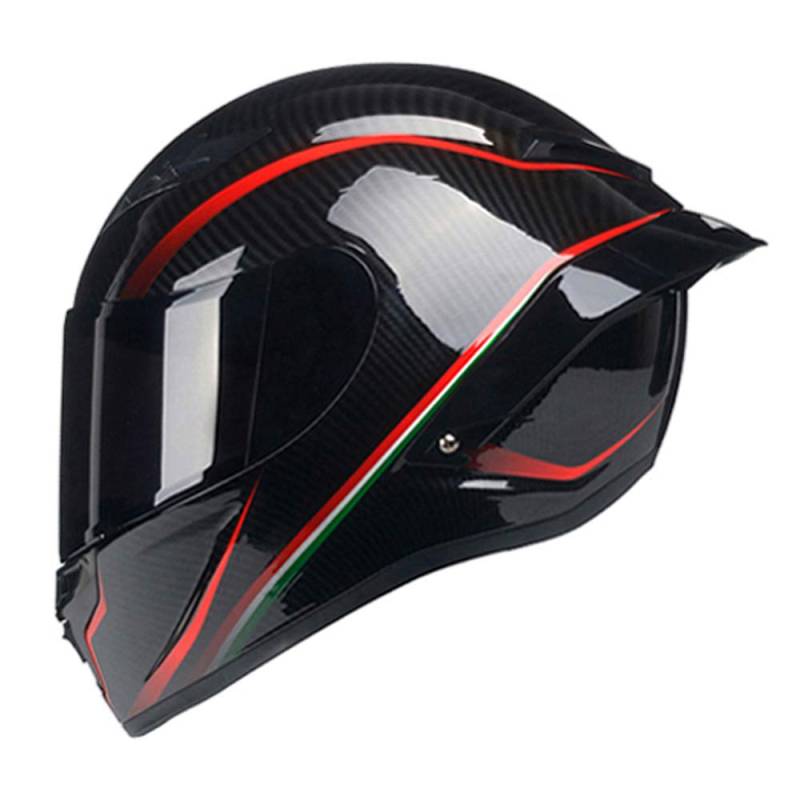 Woljay Integralhelm Helm Motorradhelm Motocross Offroad Moto Street Helme Fahrrad Helme (XL, Kohlefaser Rot u Schwarz Glanz) von Woljay
