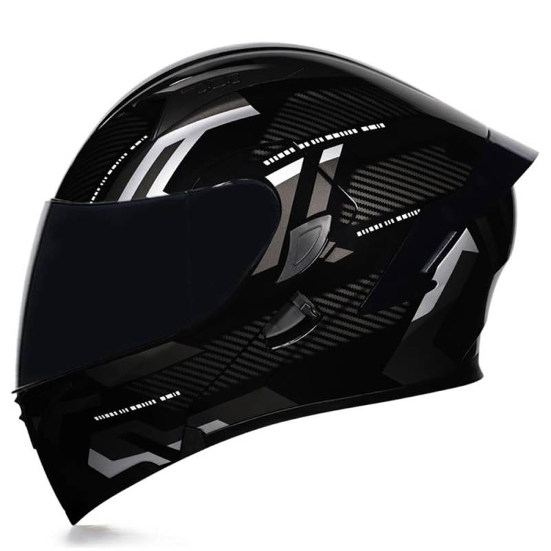 Woljay Integralhelm Klapphelm Motorrad Modularer Helm Motorrad Doppelvisier für Erwachsene Männer Frauen Moped Street Racing DOT / ECER22-05 Approved (Count Black Silver - Smoke Visor,L) von Woljay