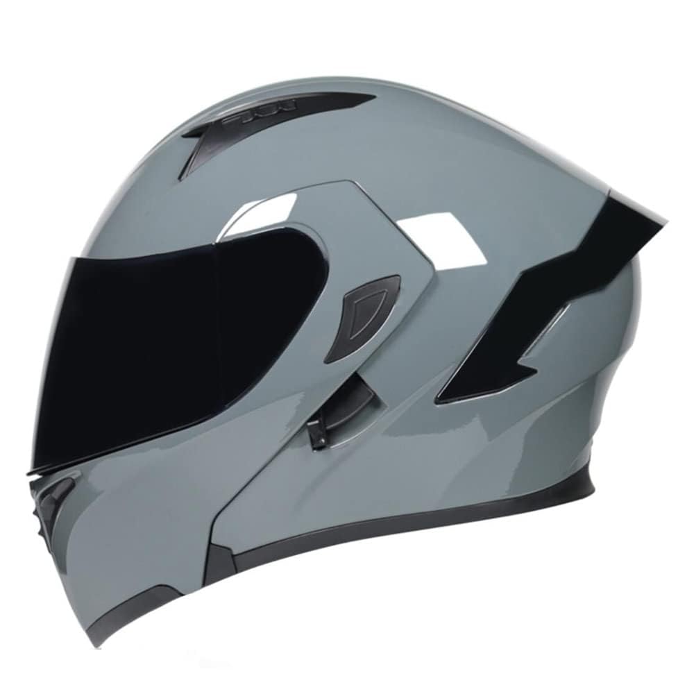 Woljay Integralhelm Klapphelm Motorrad Modularer Helm Motorrad Doppelvisier für Erwachsene Männer Frauen Moped Street Racing DOT / ECER22-05 Approved (Grey-Smoke Visor,L) von Woljay