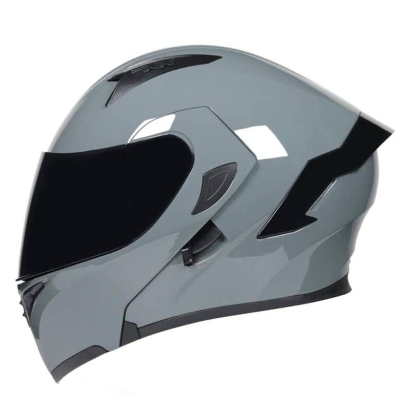 Woljay Integralhelm Klapphelm Motorrad Modularer Helm Motorrad Doppelvisier für Erwachsene Männer Frauen Moped Street Racing DOT / ECER22-05 Approved (Grey-Smoke Visor,L) von Woljay