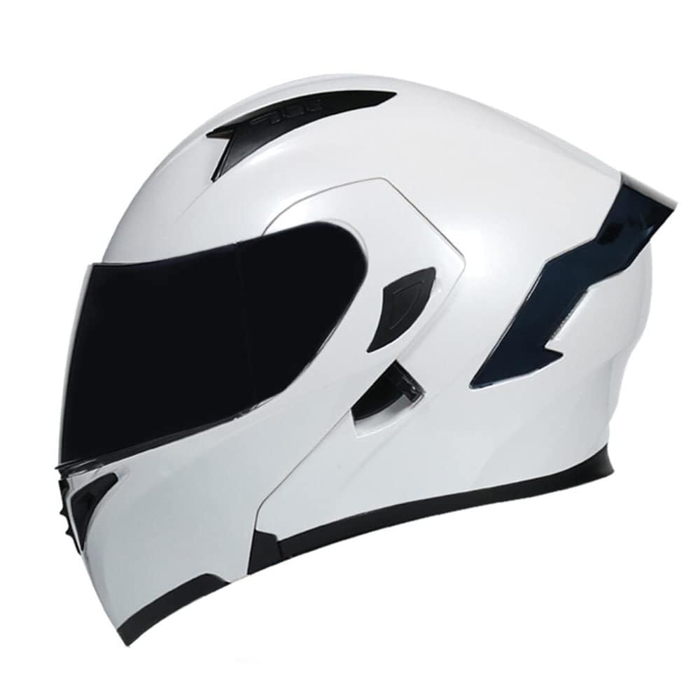 Woljay Integralhelm Klapphelm Motorrad Modularer Helm Motorrad Doppelvisier für Erwachsene Männer Frauen Moped Street Racing DOT / ECER22-05 Approved (White-Smoke Visor,M) von Woljay