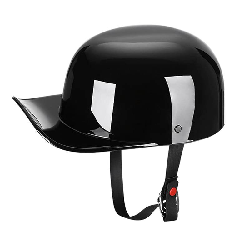 Woljay Jahrgang Jethelm Motorradhelm Retro Baseball Kappe Halbhelm Männer Frauen für Kreuzer Straße Roller Moped - DOT Certified (Gloss Black,XXL) von Woljay