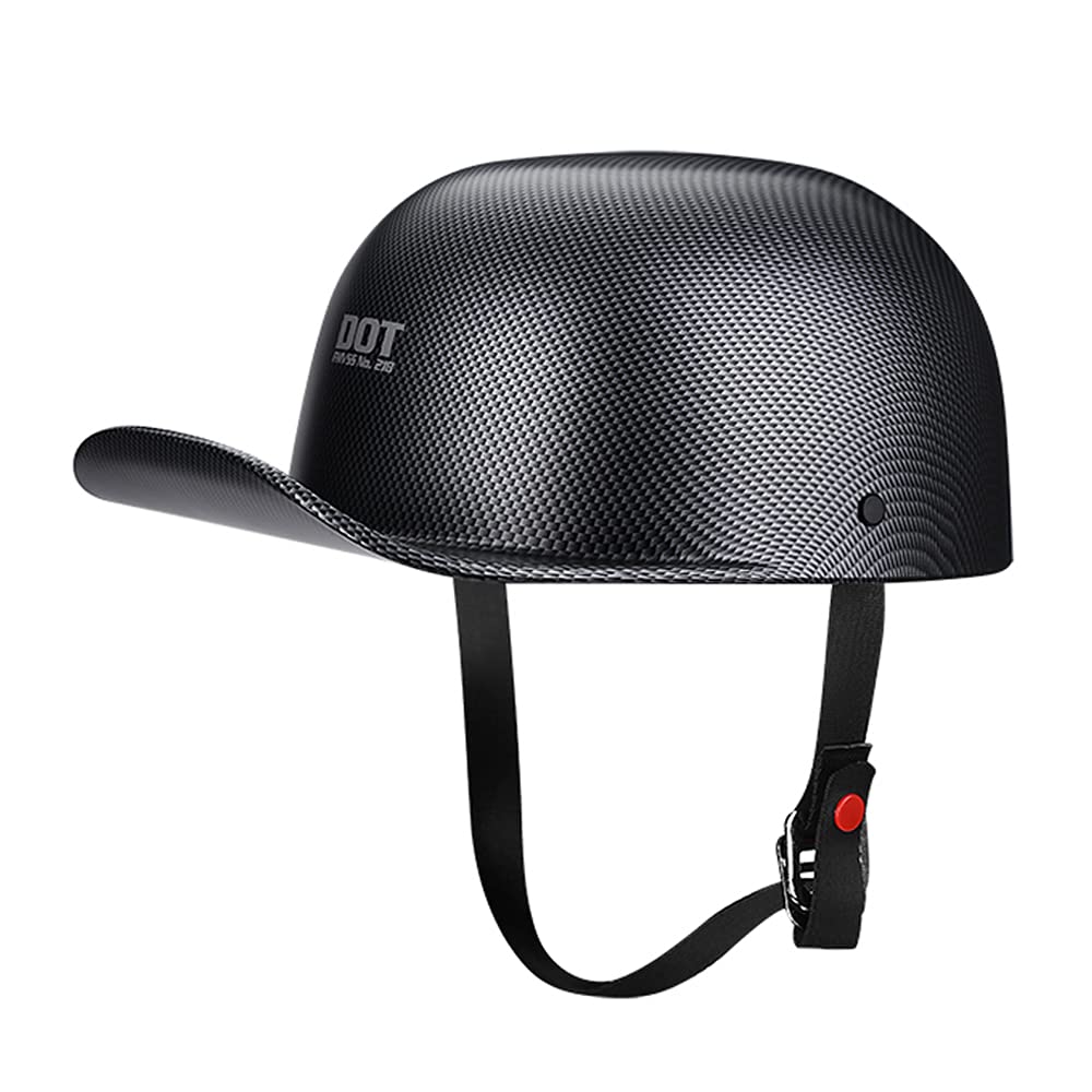 Woljay Jahrgang Jethelm Motorradhelm Retro Baseball Kappe Halbhelm Männer Frauen für Kreuzer Straße Roller Moped - DOT Certified (Matte Carbon Fiber,M) von Woljay